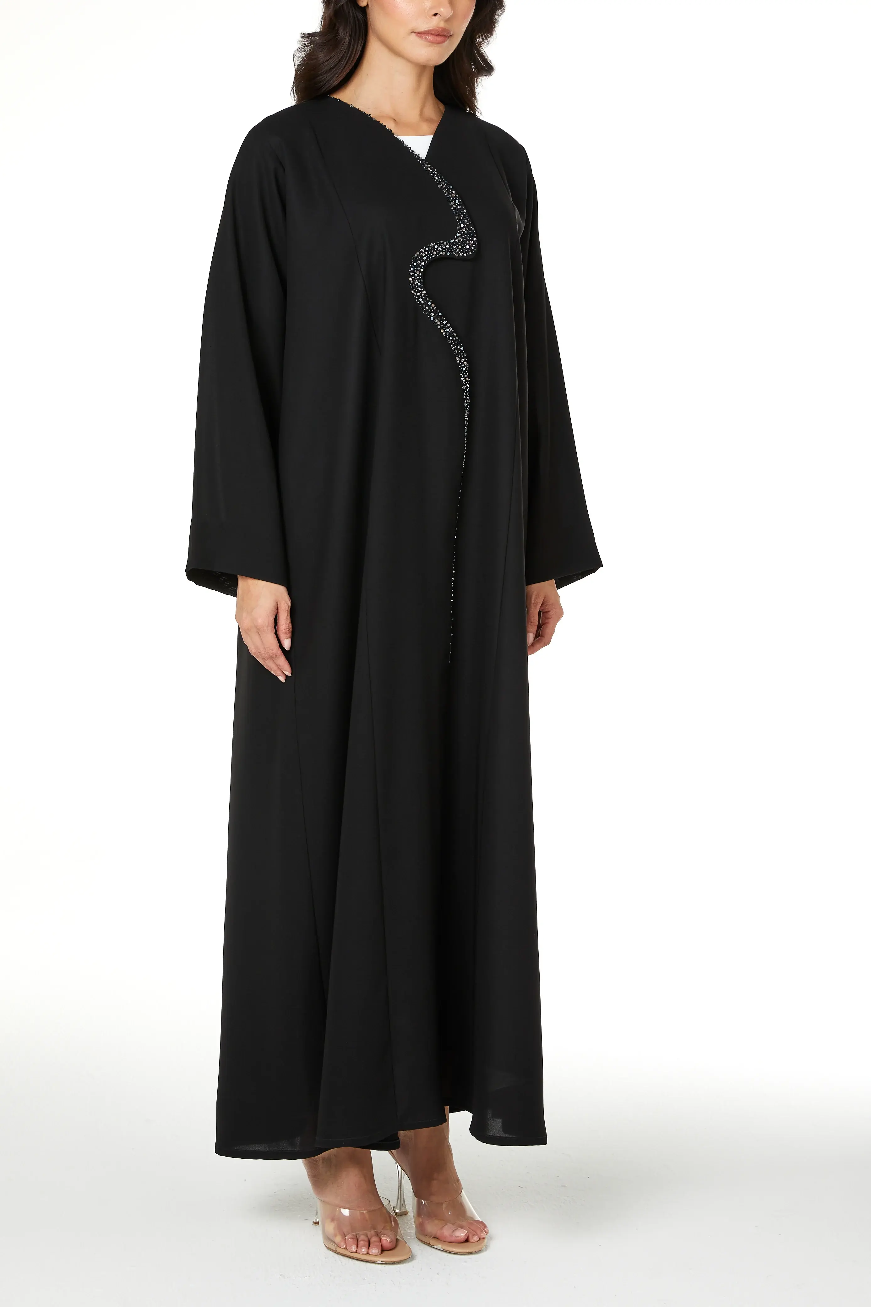 Black nova crepe, Front Beadwork Detail