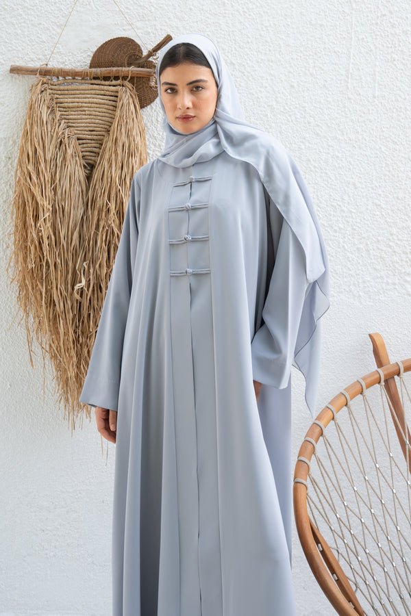 Blue Bio Crepe Abaya with Minimal Design