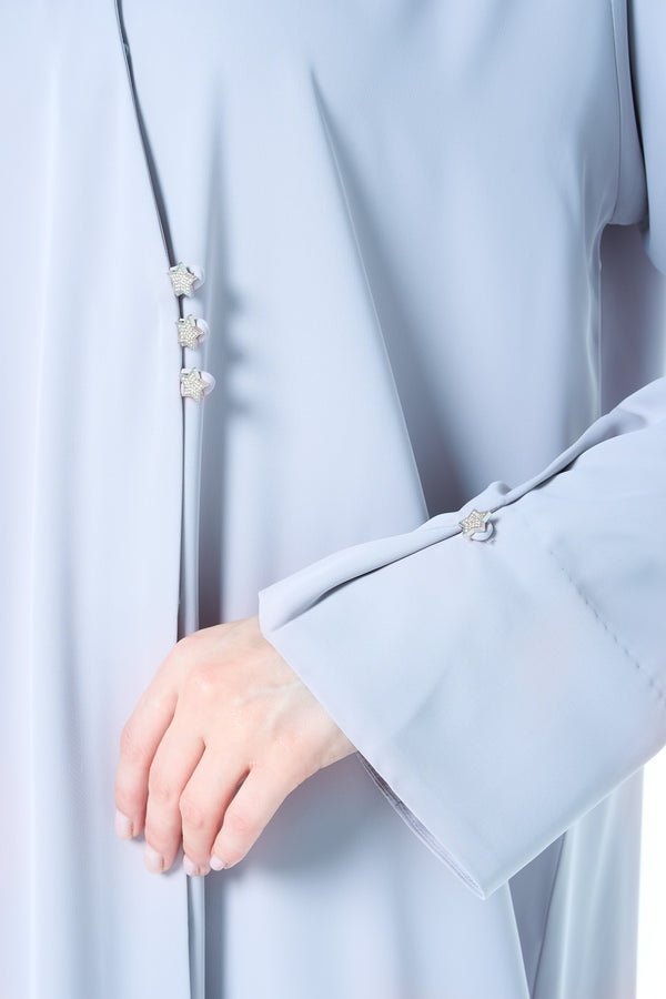 Blue Reem Nada Abaya with Clean Minimal Finish and Klosh Silhouette