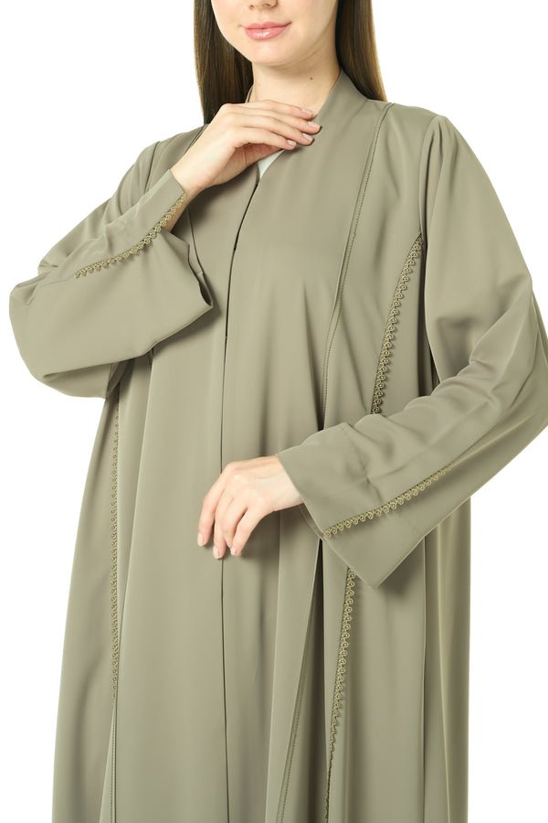 Green Cool Crepe Abaya with Klosh Silhouette and Minimal Finish