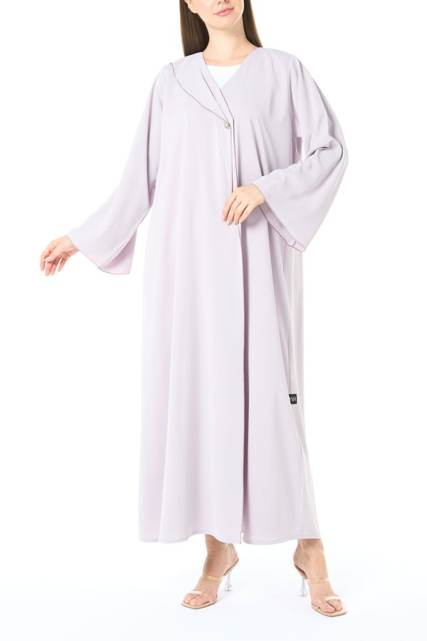 Purple Bio Crepe Abaya with Klosh Silhouette and Clean Minimal Finish