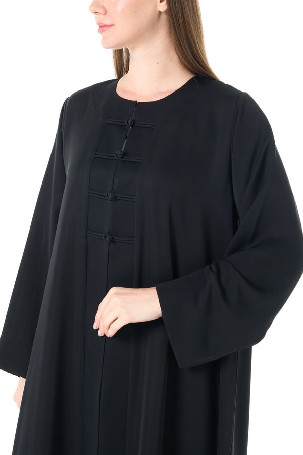 Black Nada Abaya with Fabric Loop Buttons