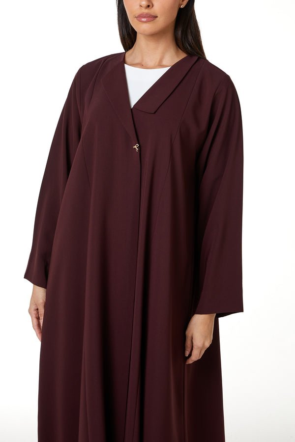 Maroon Nova Crepe Abaya with Clean Minimal Design