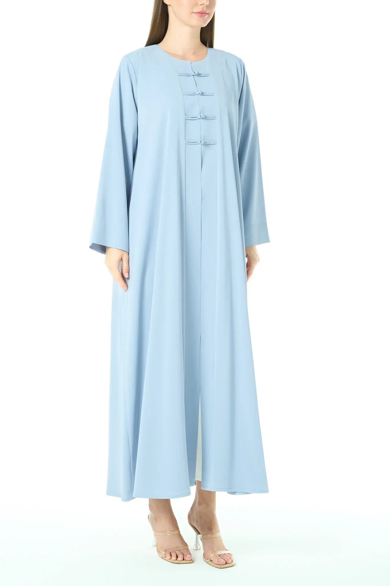 Blue Bio Crepe Abaya with Minimal Design