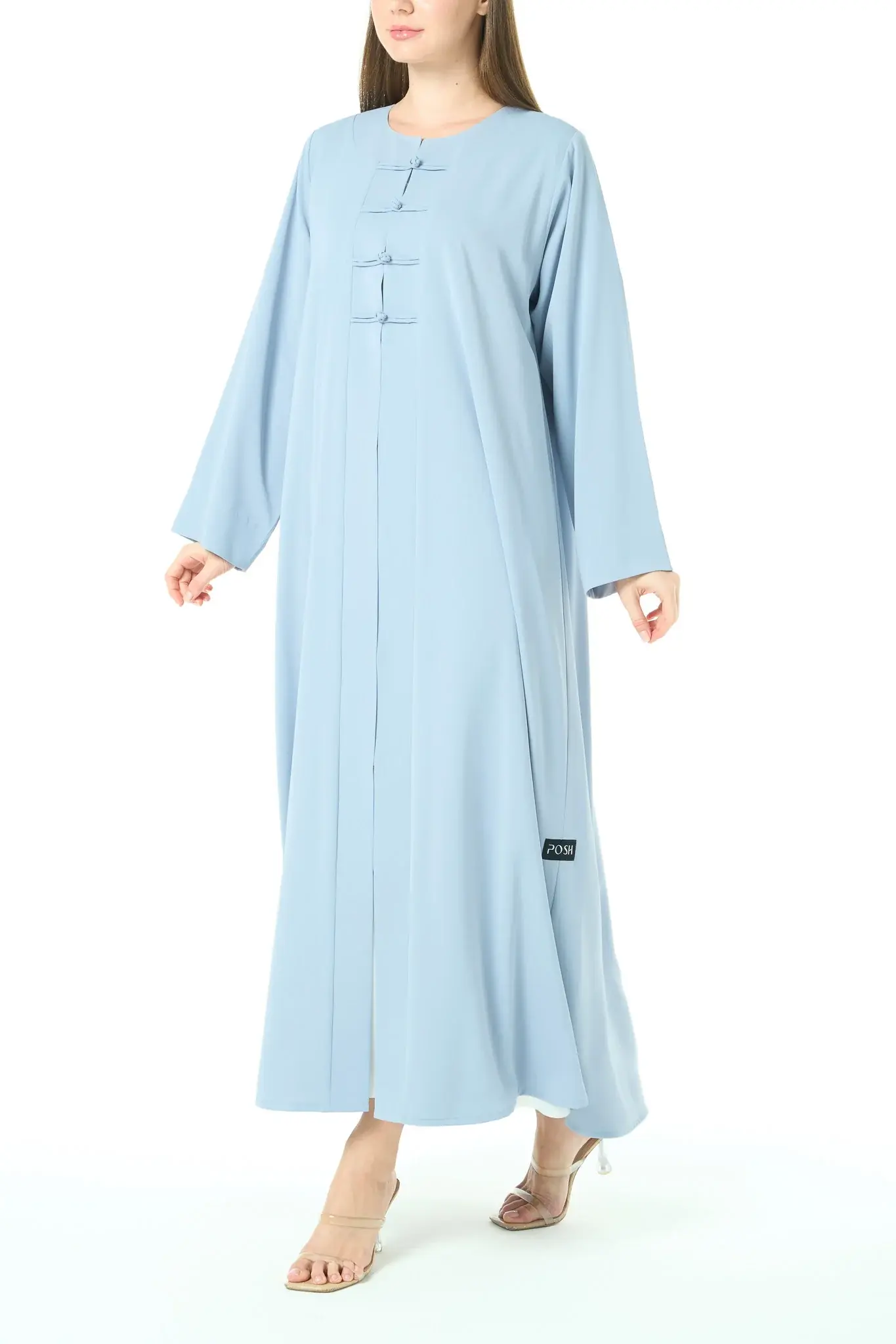 Blue Bio Crepe Abaya with Minimal Design