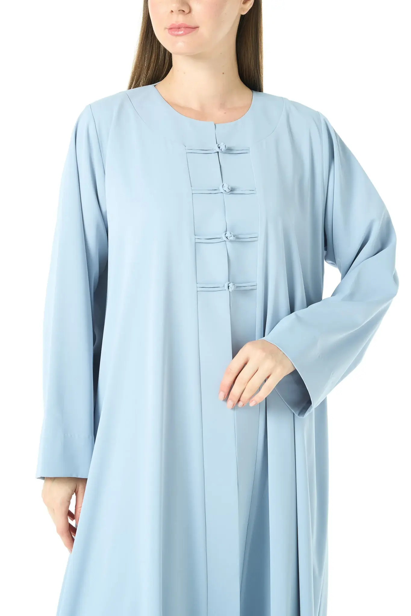 Blue Bio Crepe Abaya with Minimal Design