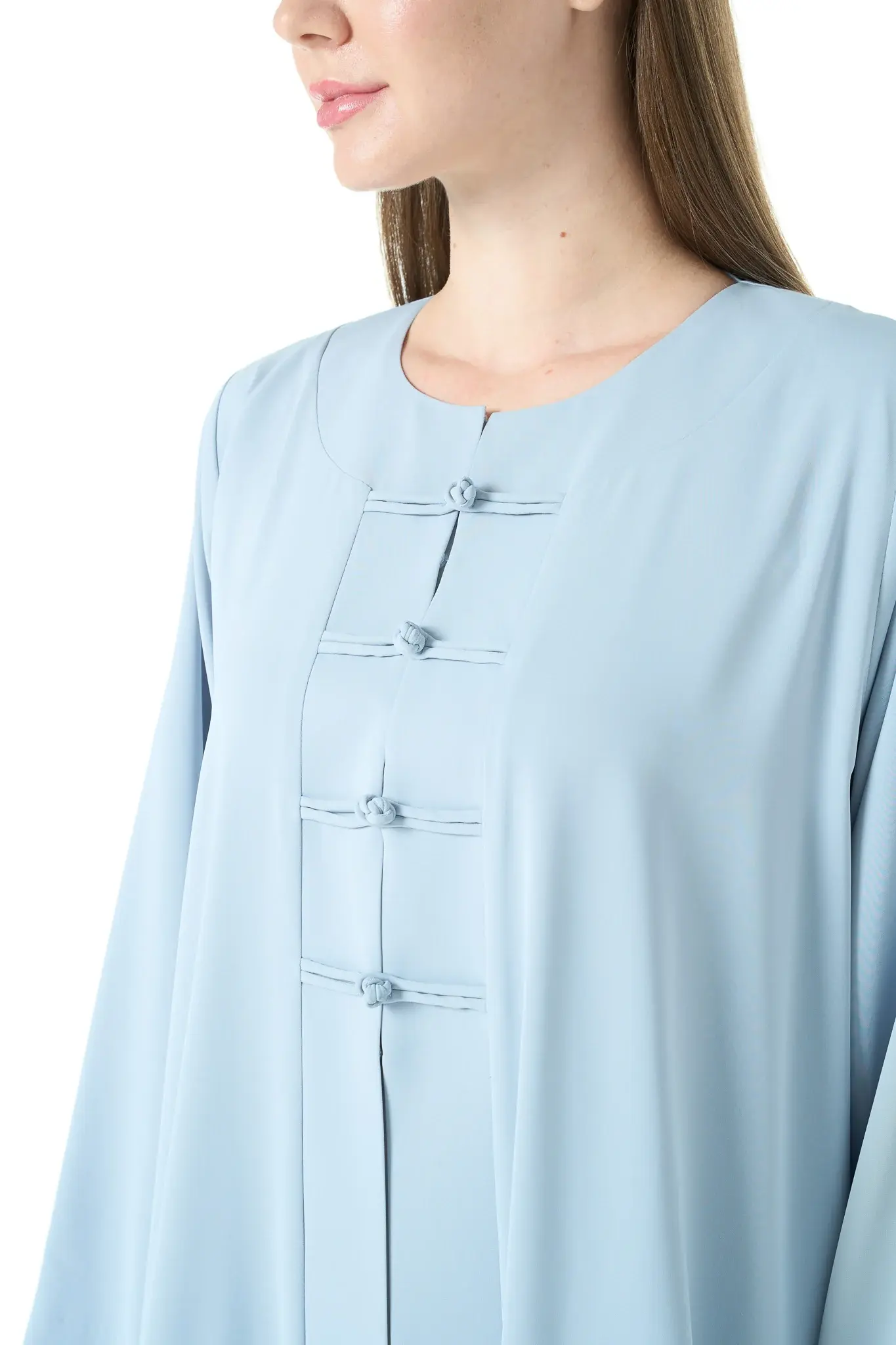 Blue Bio Crepe Abaya with Minimal Design