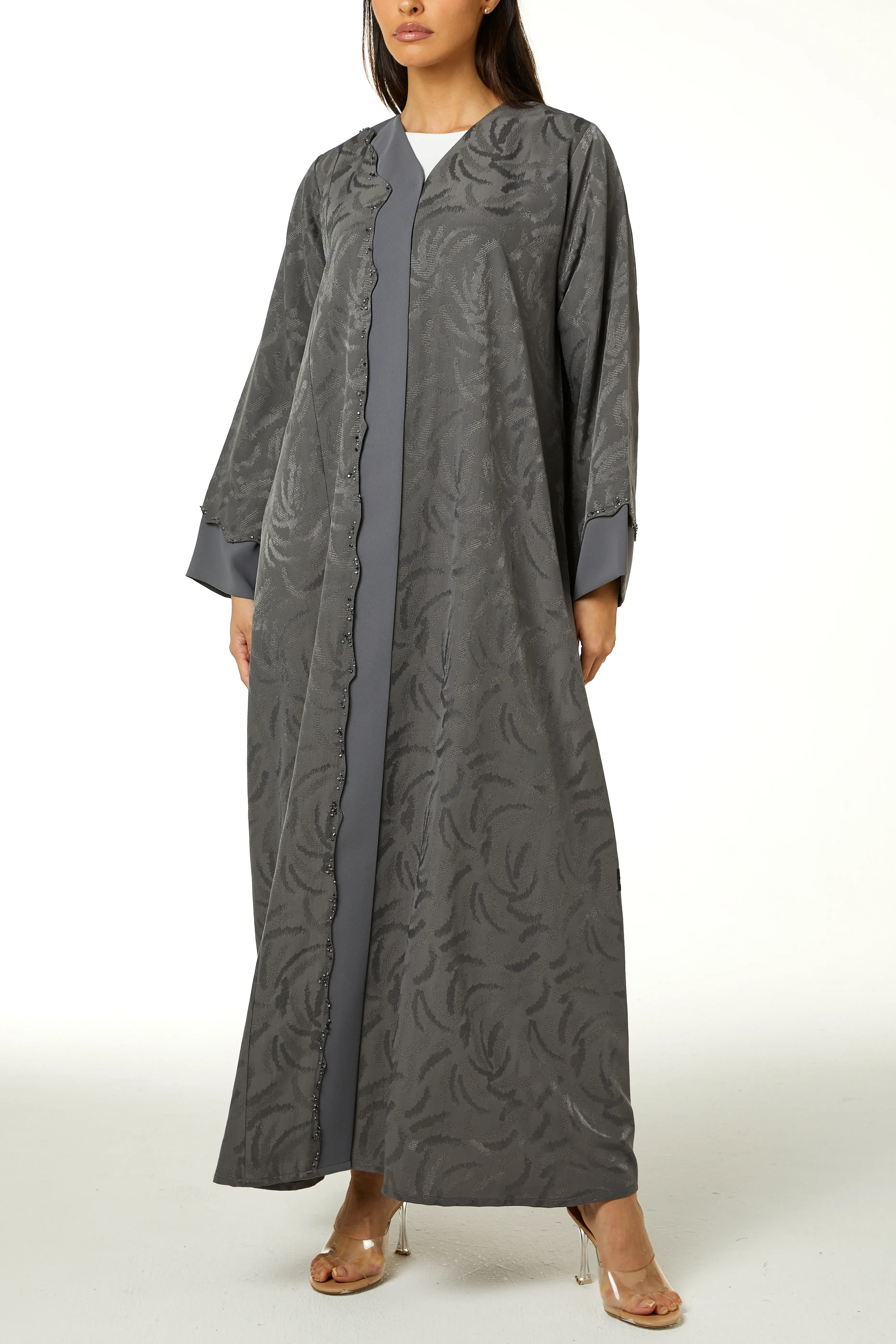 Grey Alpha Jaquard, Front Beadwork Detail