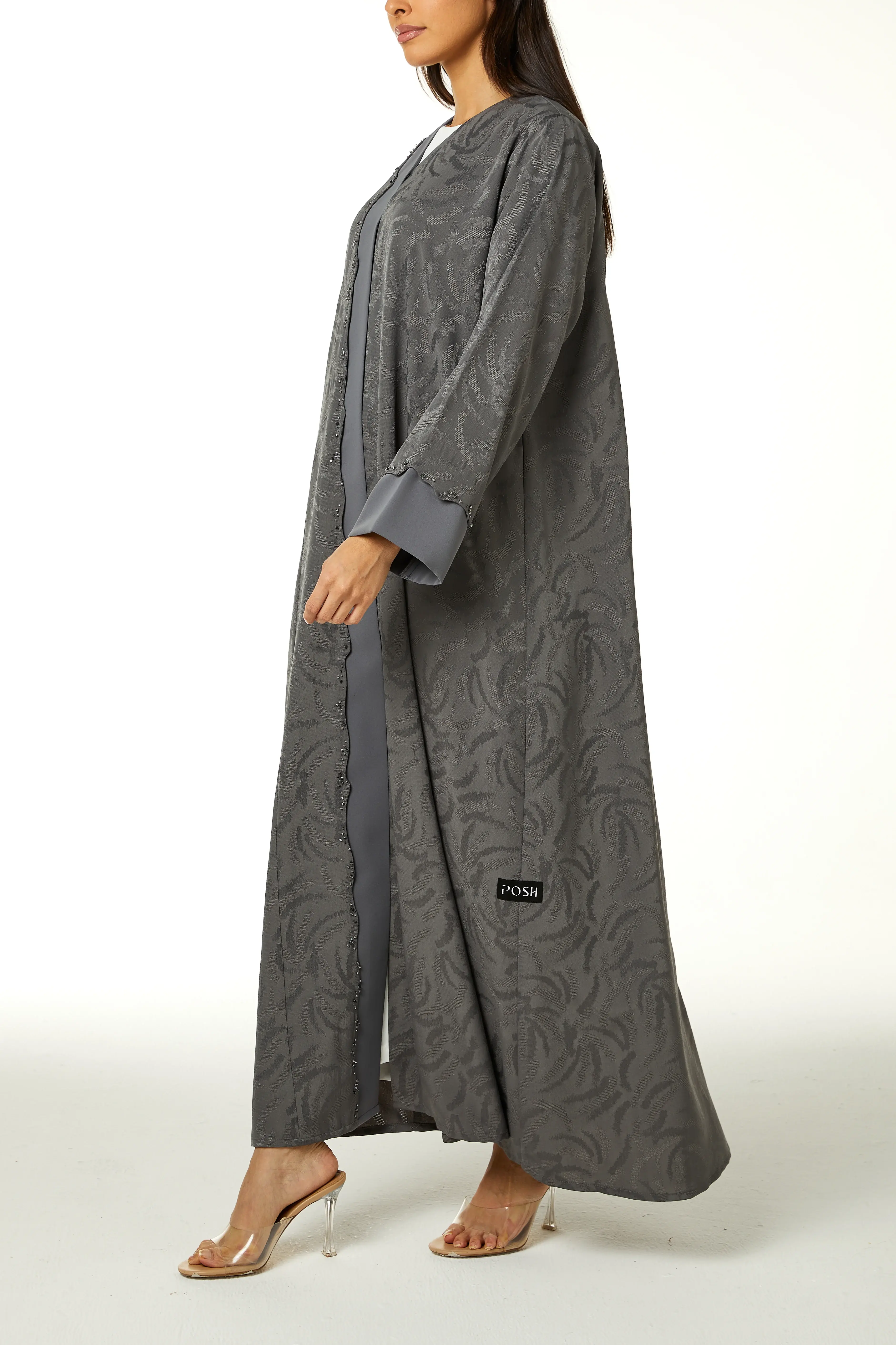 Grey Alpha Jaquard, Front Beadwork Detail