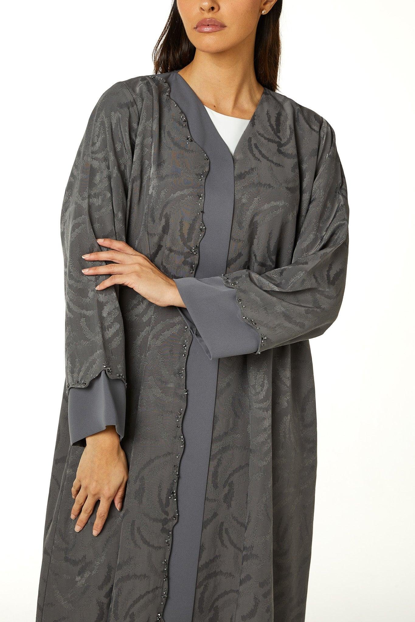 Grey Alpha Jaquard, Front Beadwork Detail