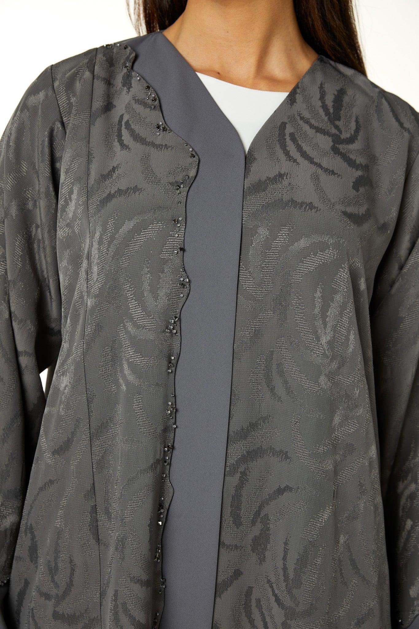 Grey Alpha Jaquard, Front Beadwork Detail