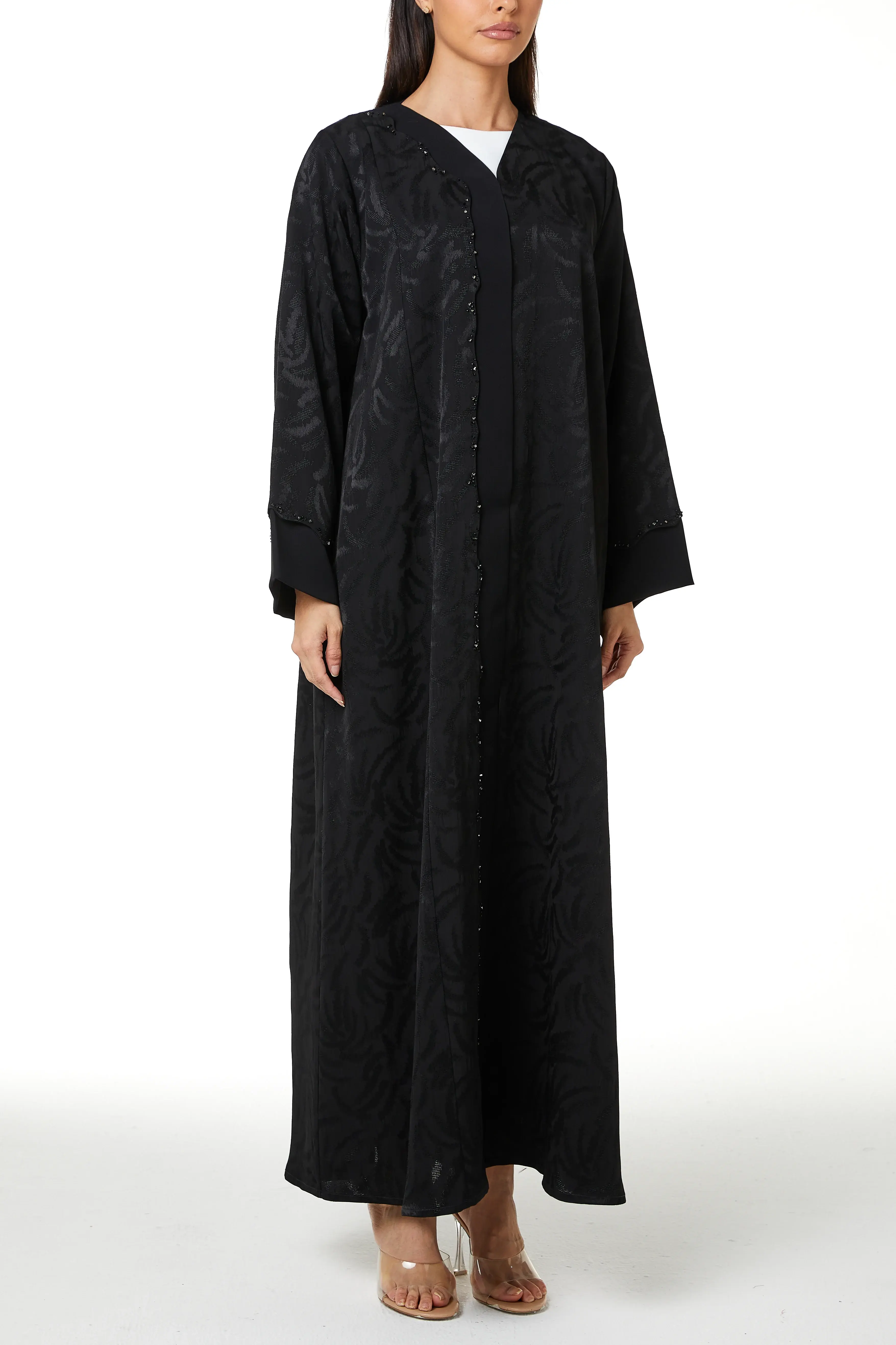 Black Alpha Jaquard, Front Beadwork Detail