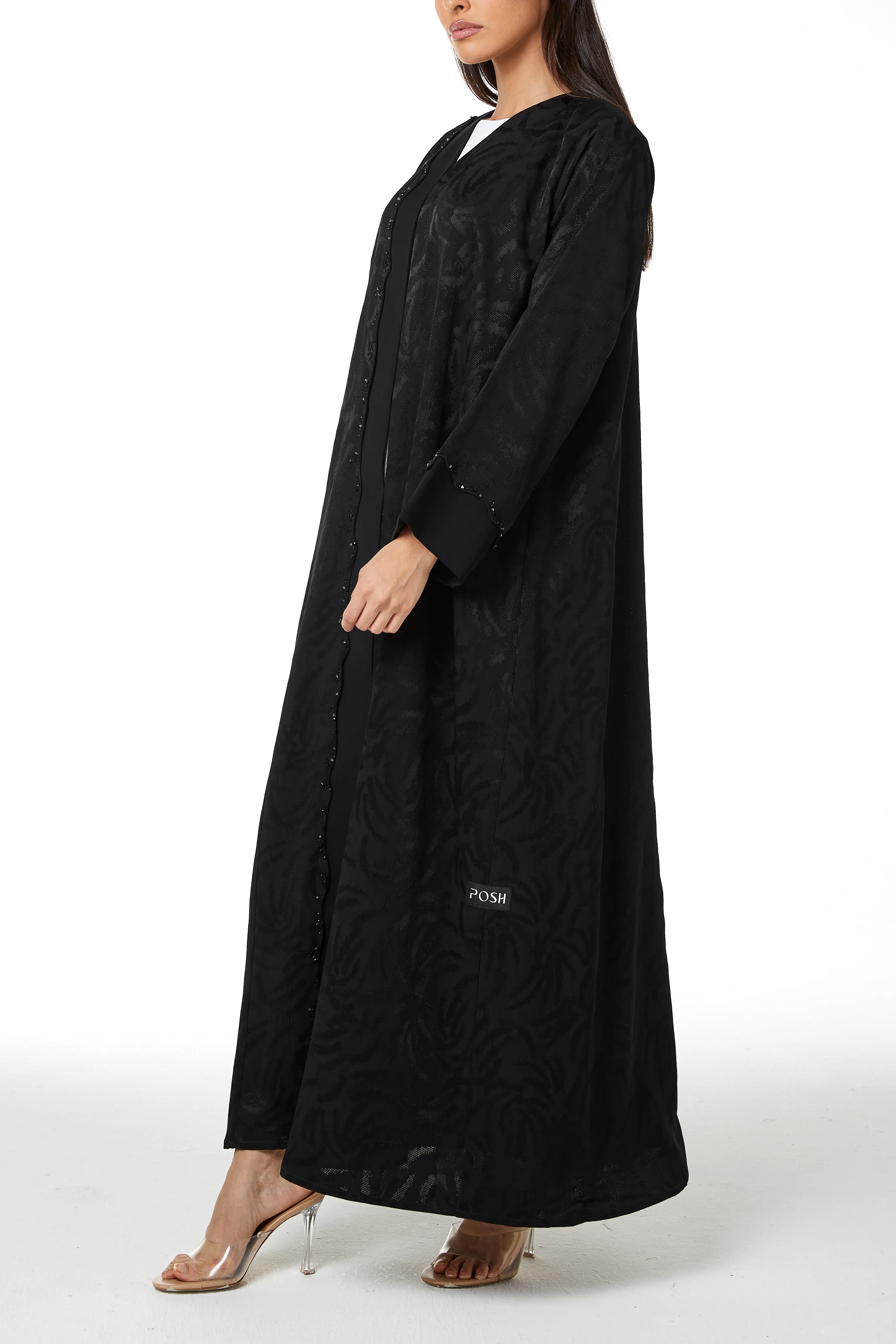 Black Alpha Jaquard, Front Beadwork Detail