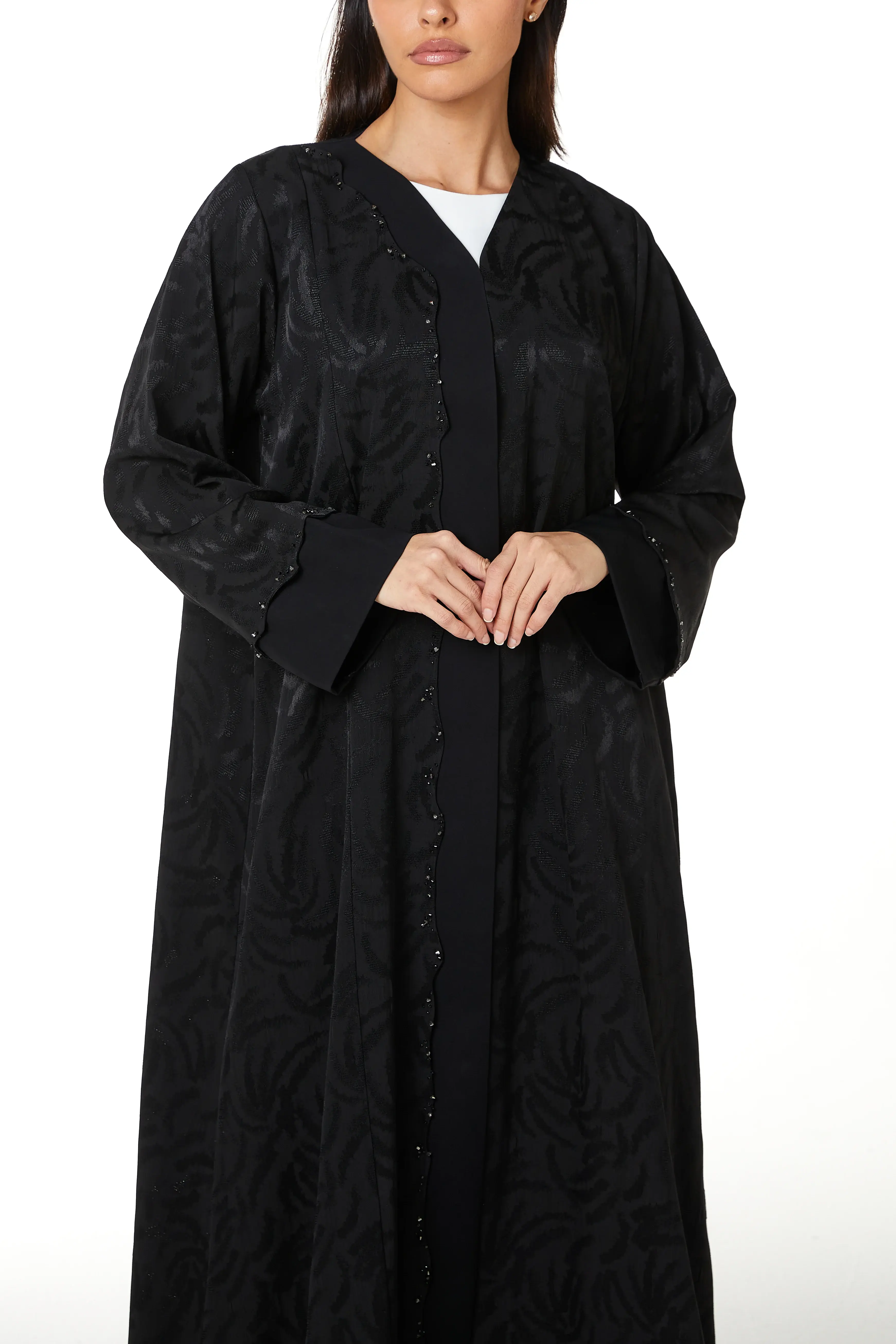 Black Alpha Jaquard, Front Beadwork Detail