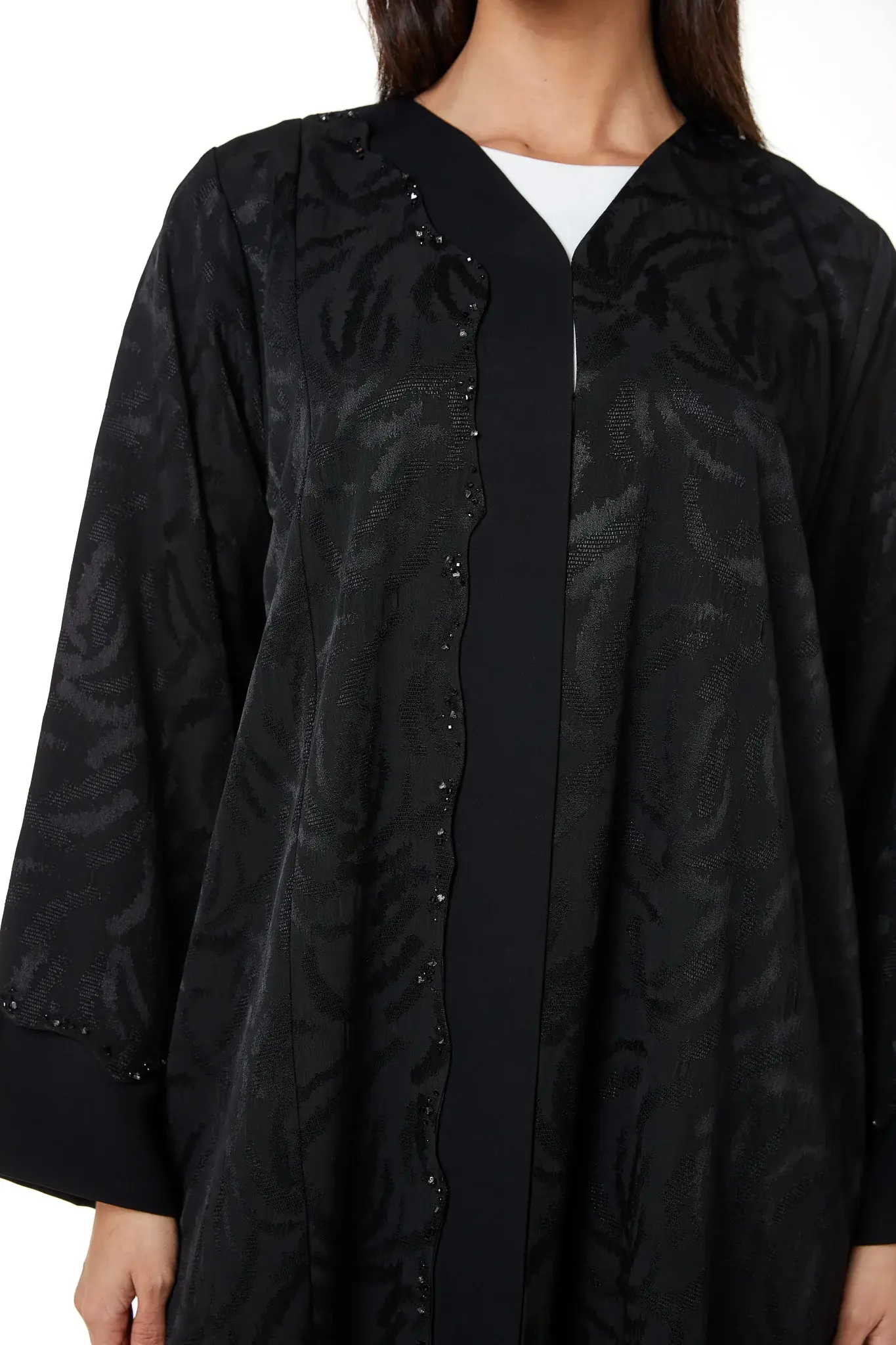 Black Alpha Jaquard, Front Beadwork Detail