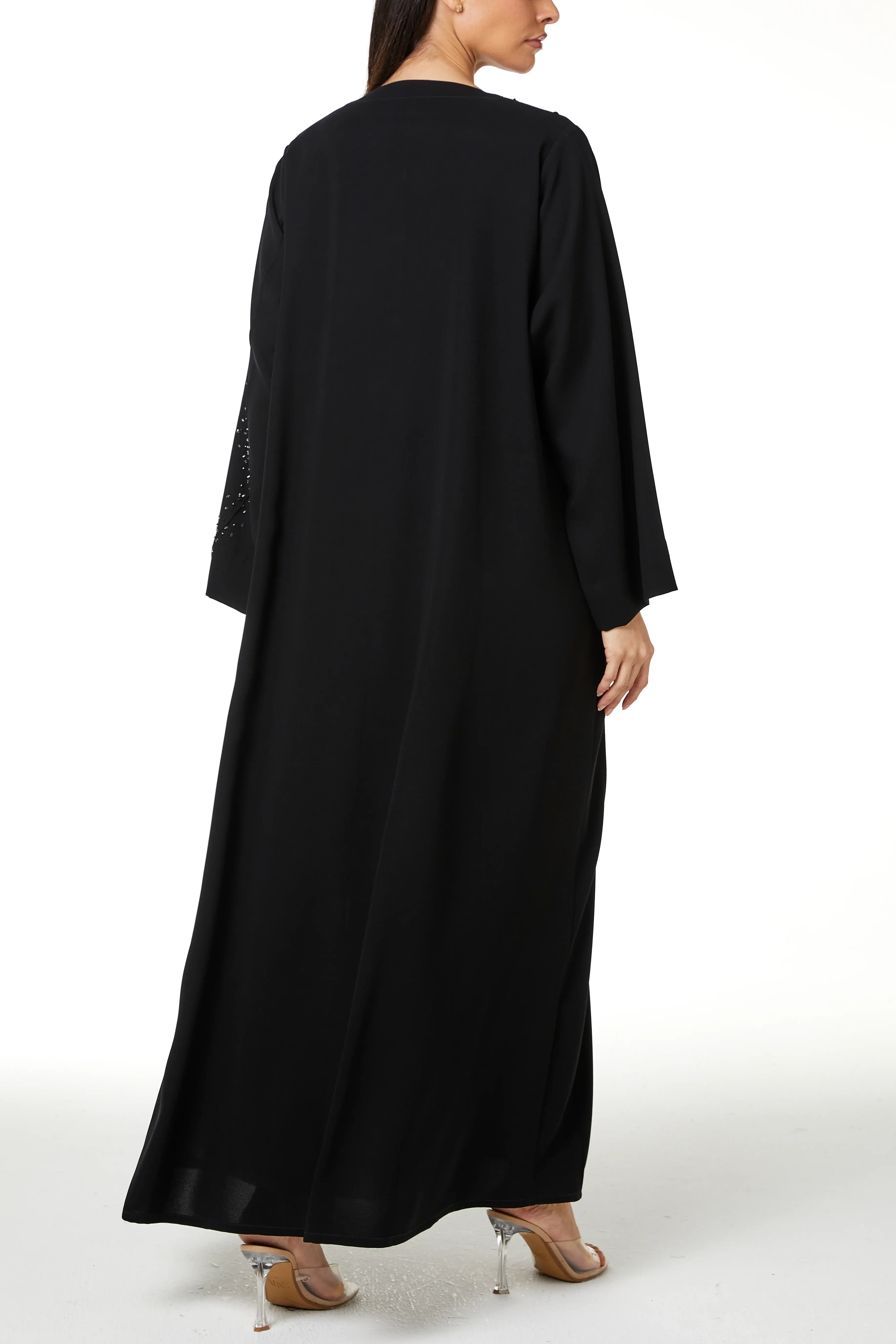 Black jaime crepe, Front Beadwork Pintuck Detail