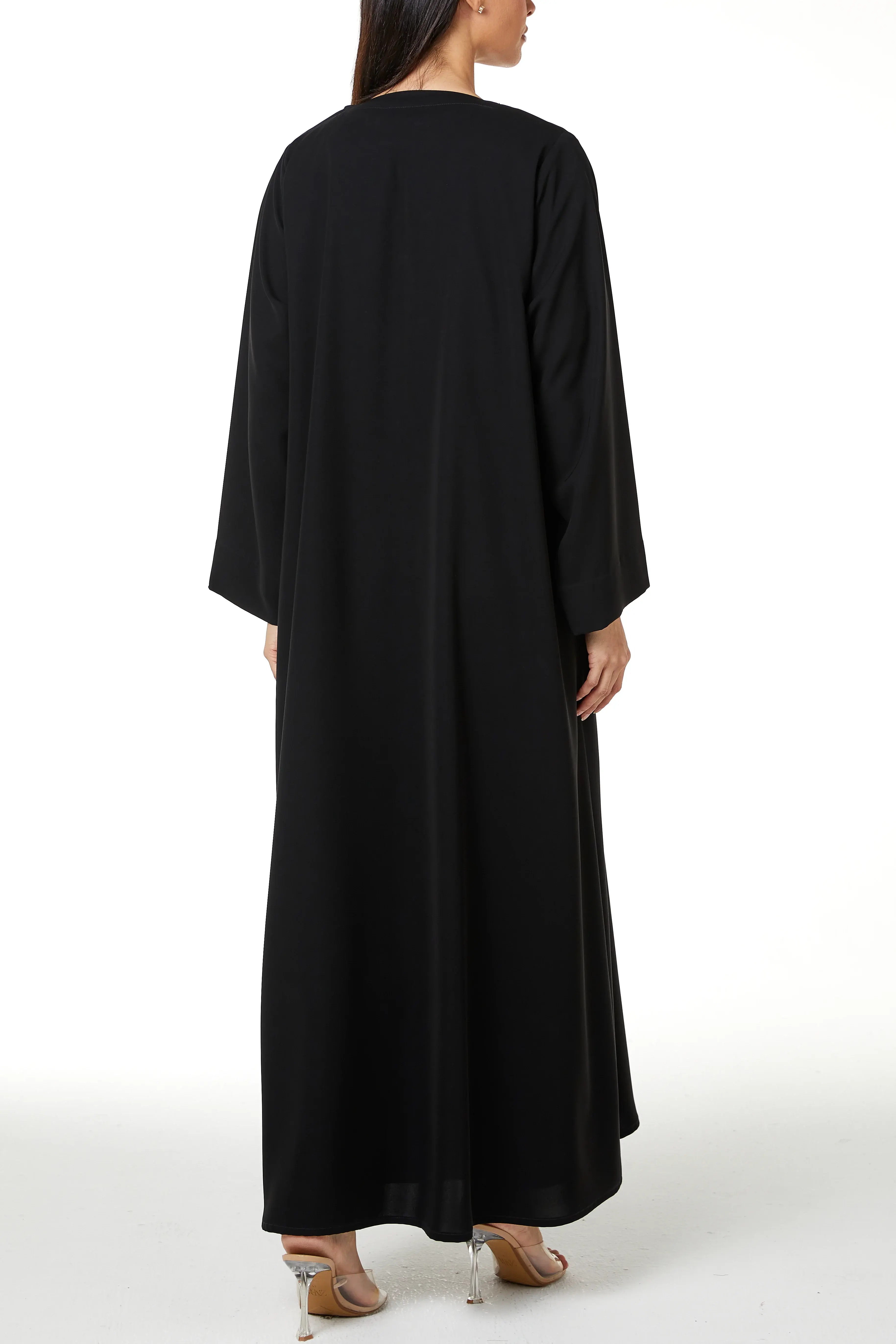 Black Aria Crepe Abaya with Clean Minimal Design