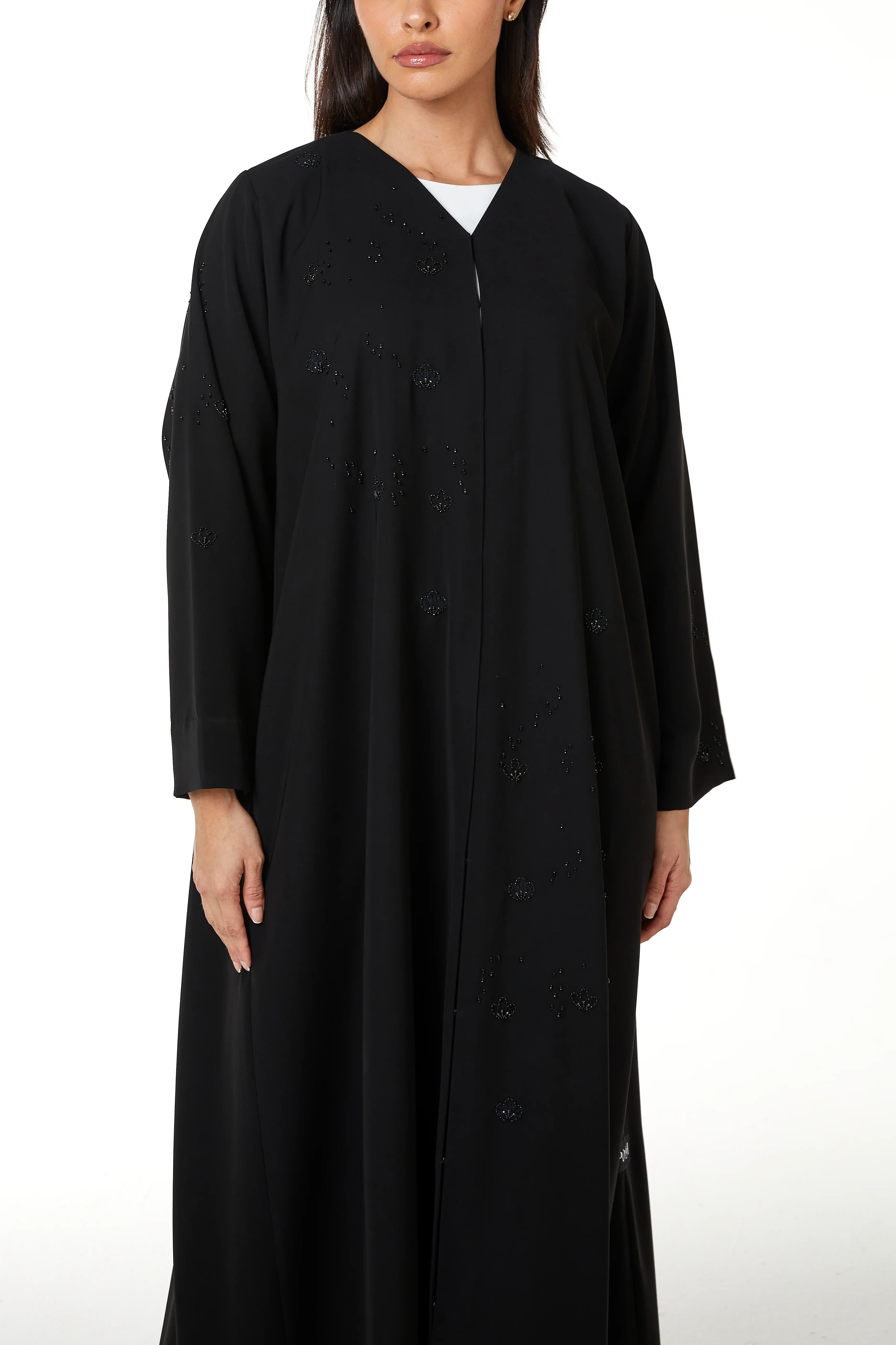 Black Aria Crepe, Multi Beadwork Detail