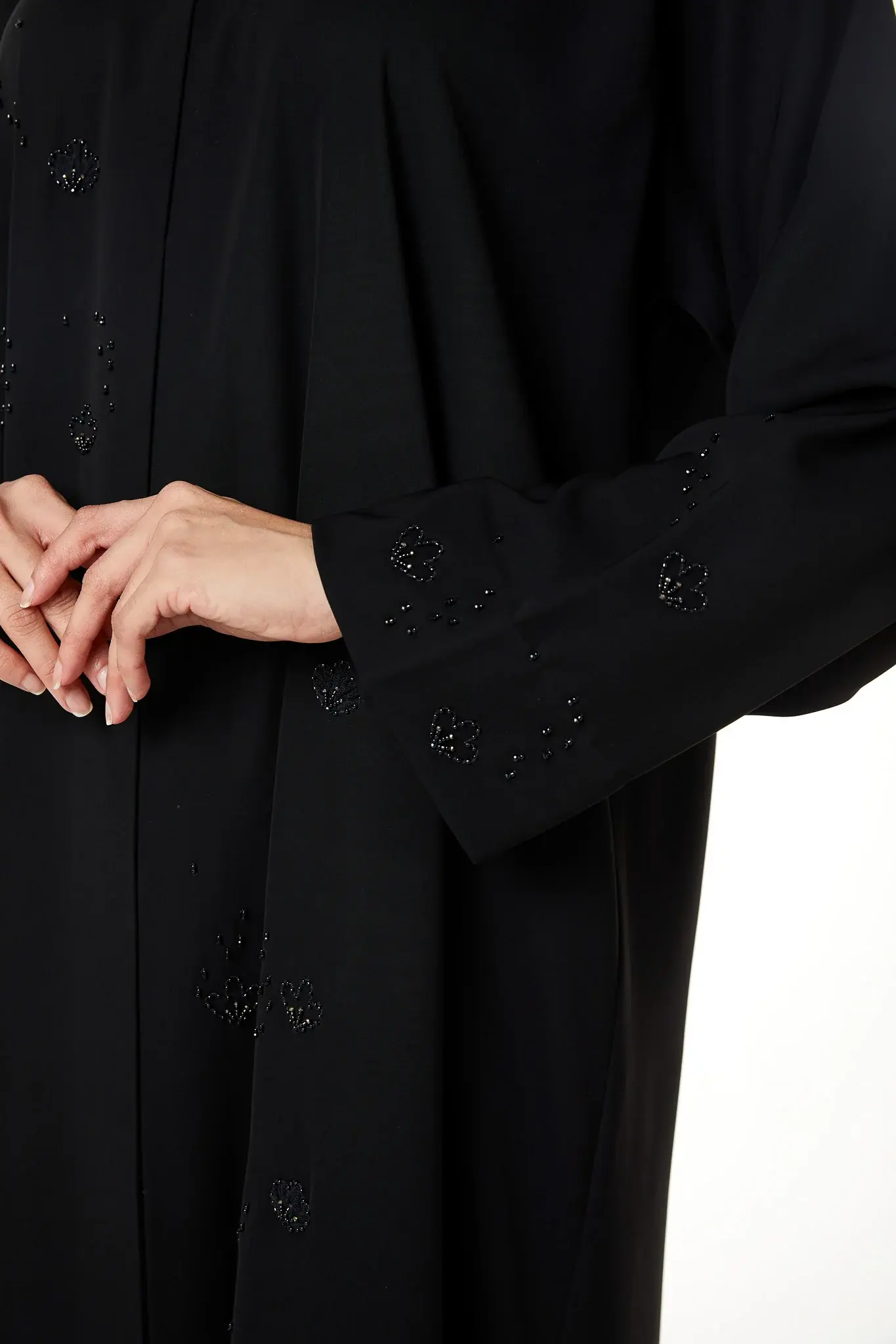 Black Aria Crepe, Multi Beadwork Detail