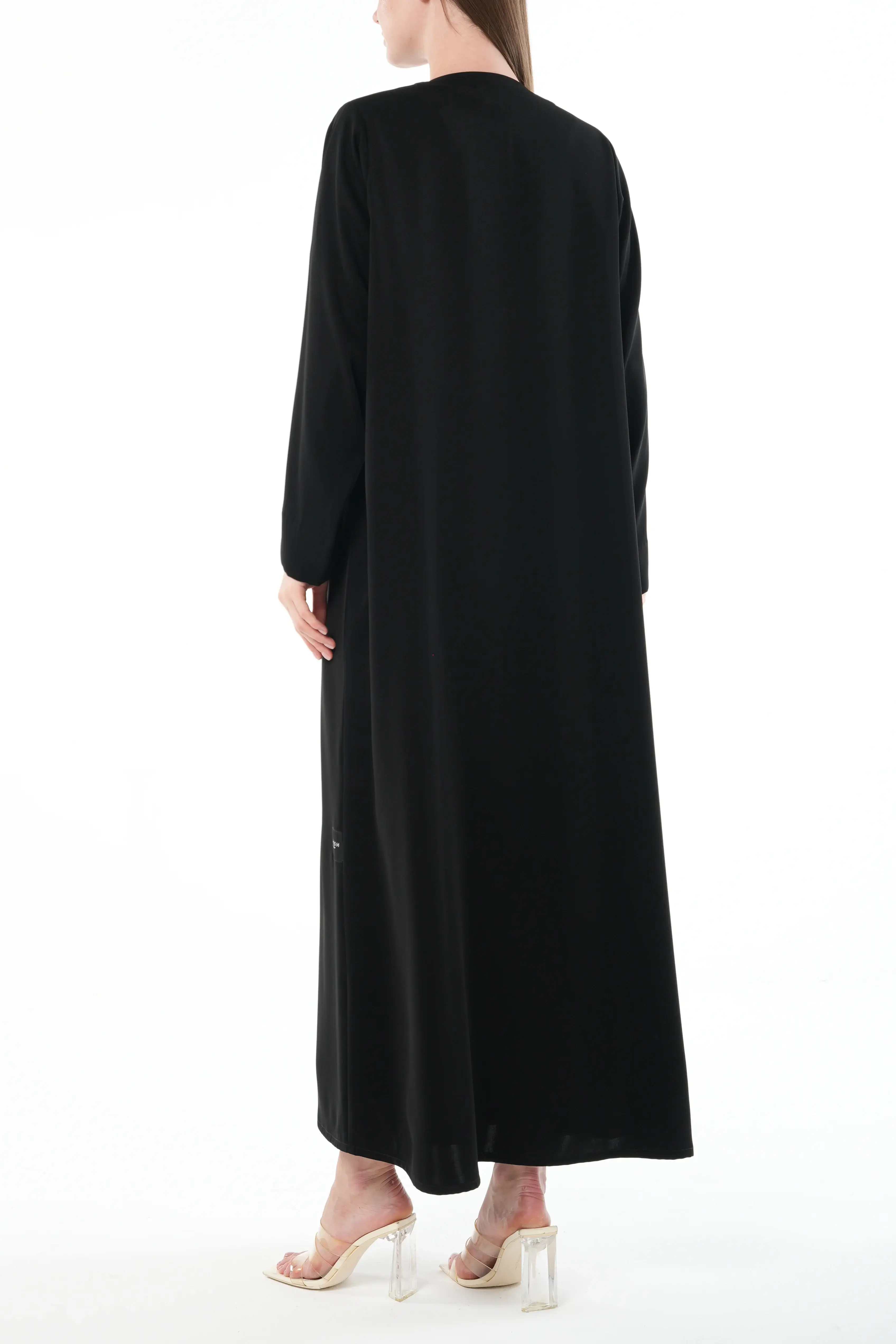 Black Amara Crepe Abaya with Hand Beadwork Accents