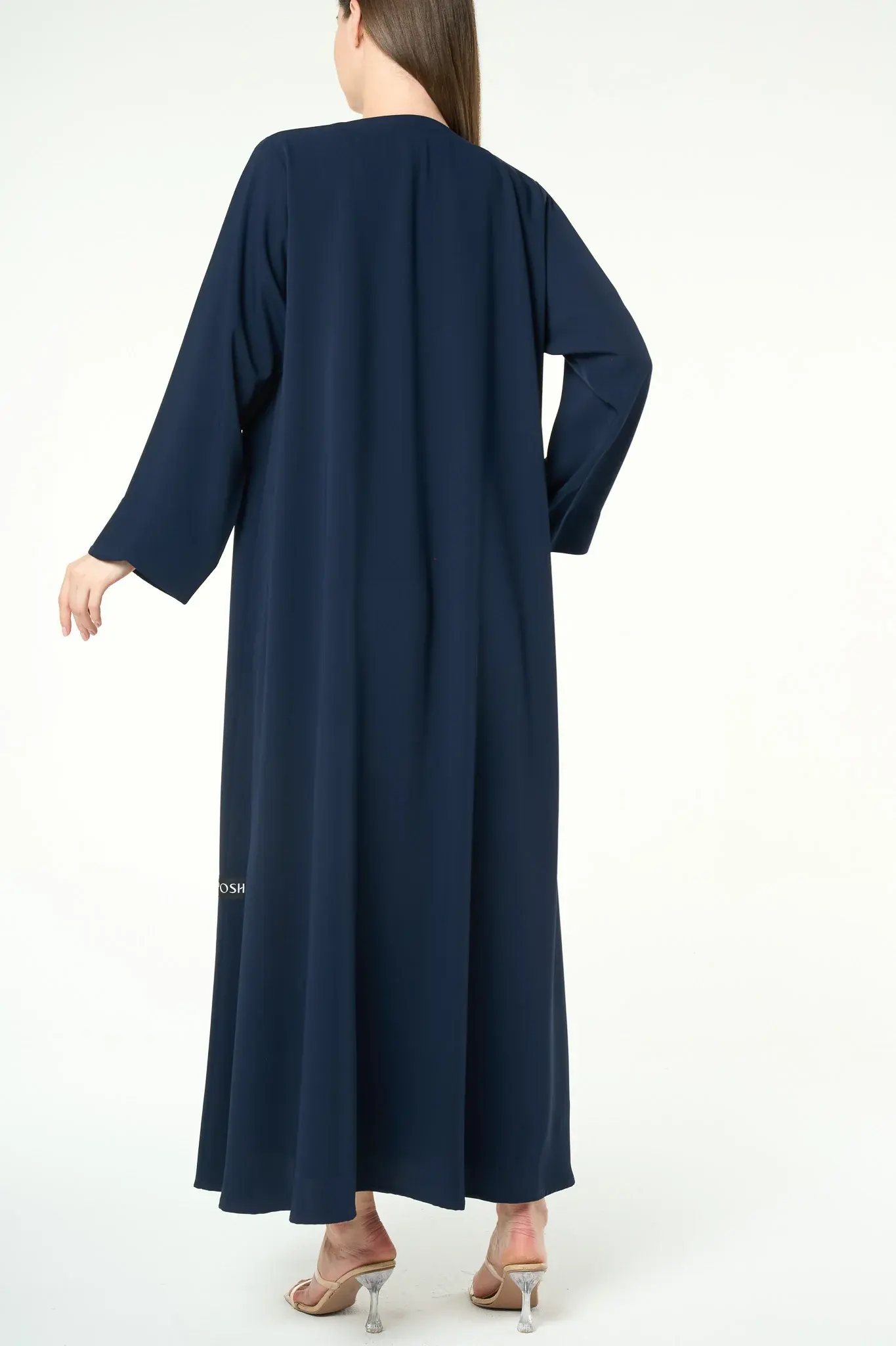 Black Reya Crepe Abaya with Decorative Bow Buttons