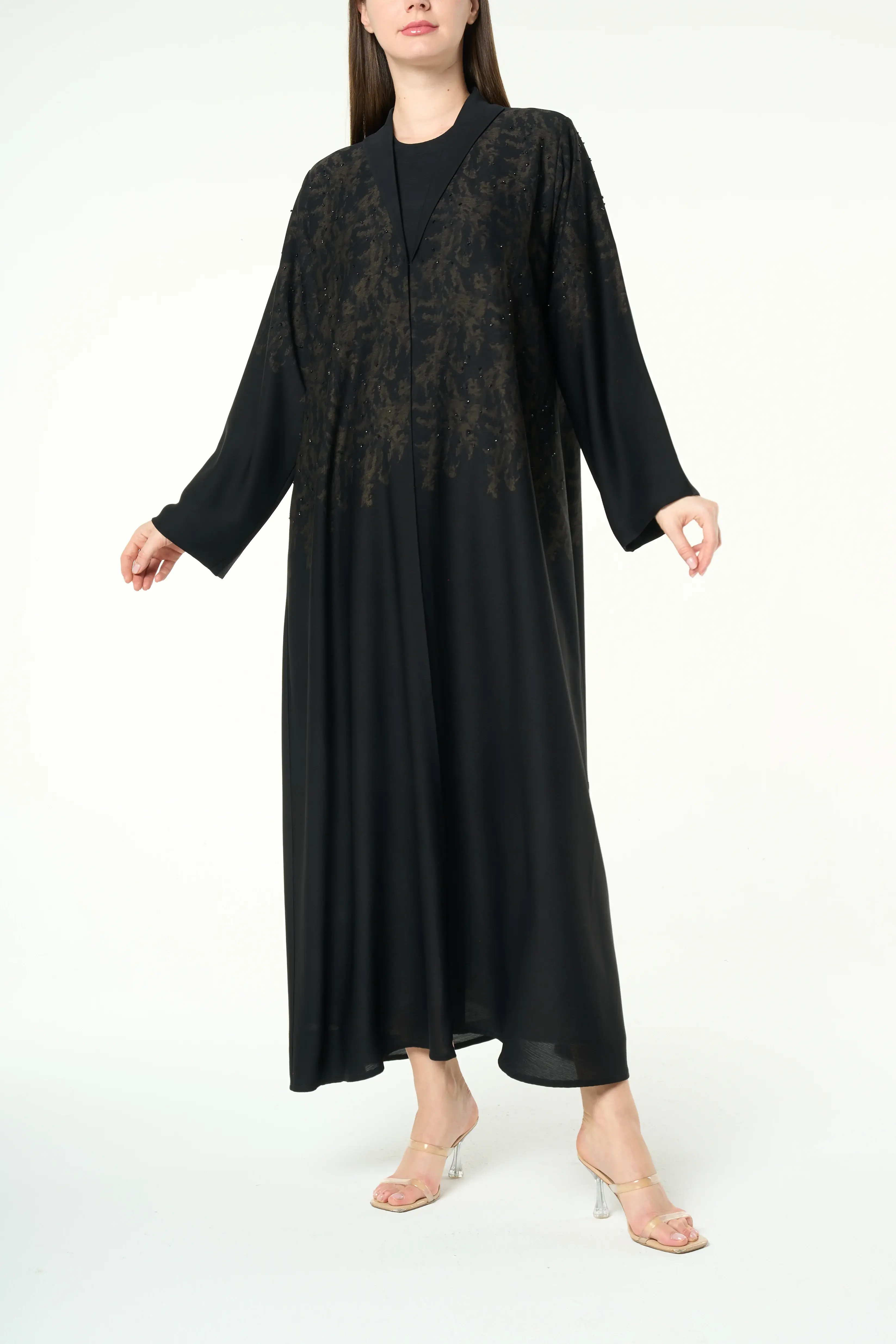 Black Zari Crepe, brown upper pattern