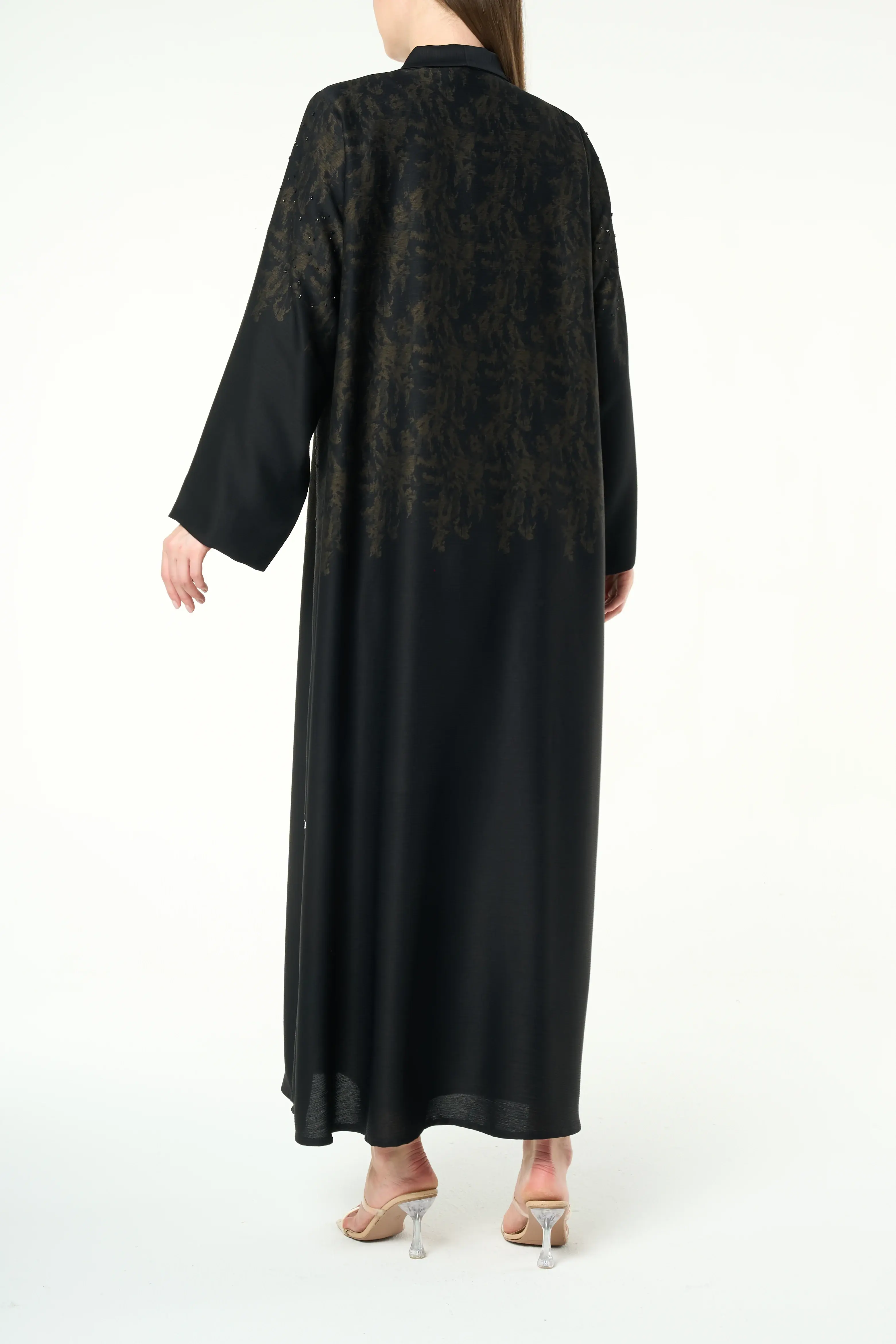 Black Zari Crepe, green upper pattern