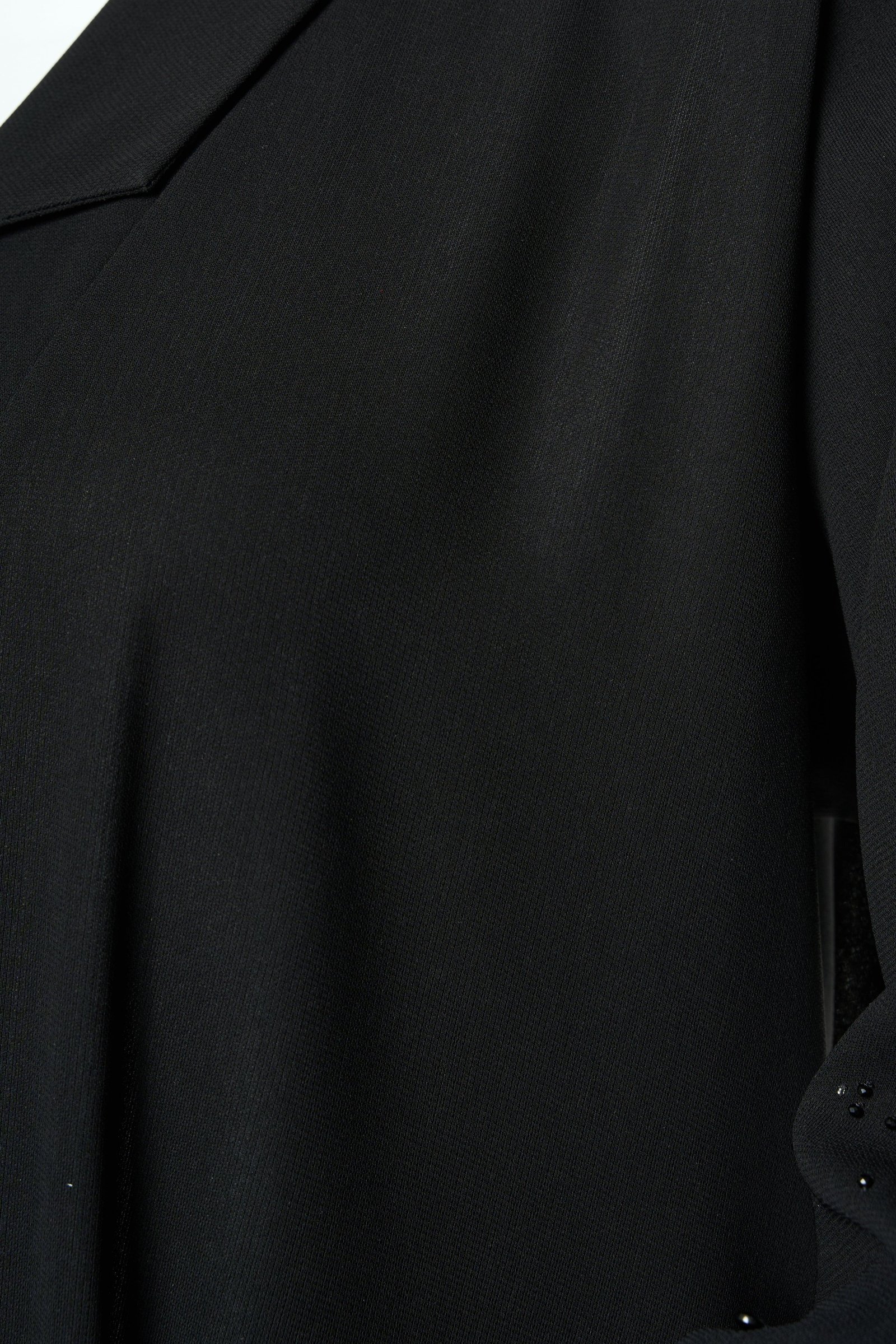 Black Shafa Crepe Abaya with Beaded Sleeve Detail