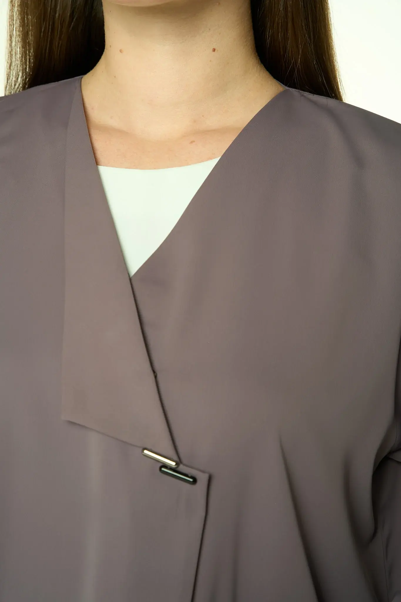 Brown Cool Crepe Abaya with Classic Collar Detail