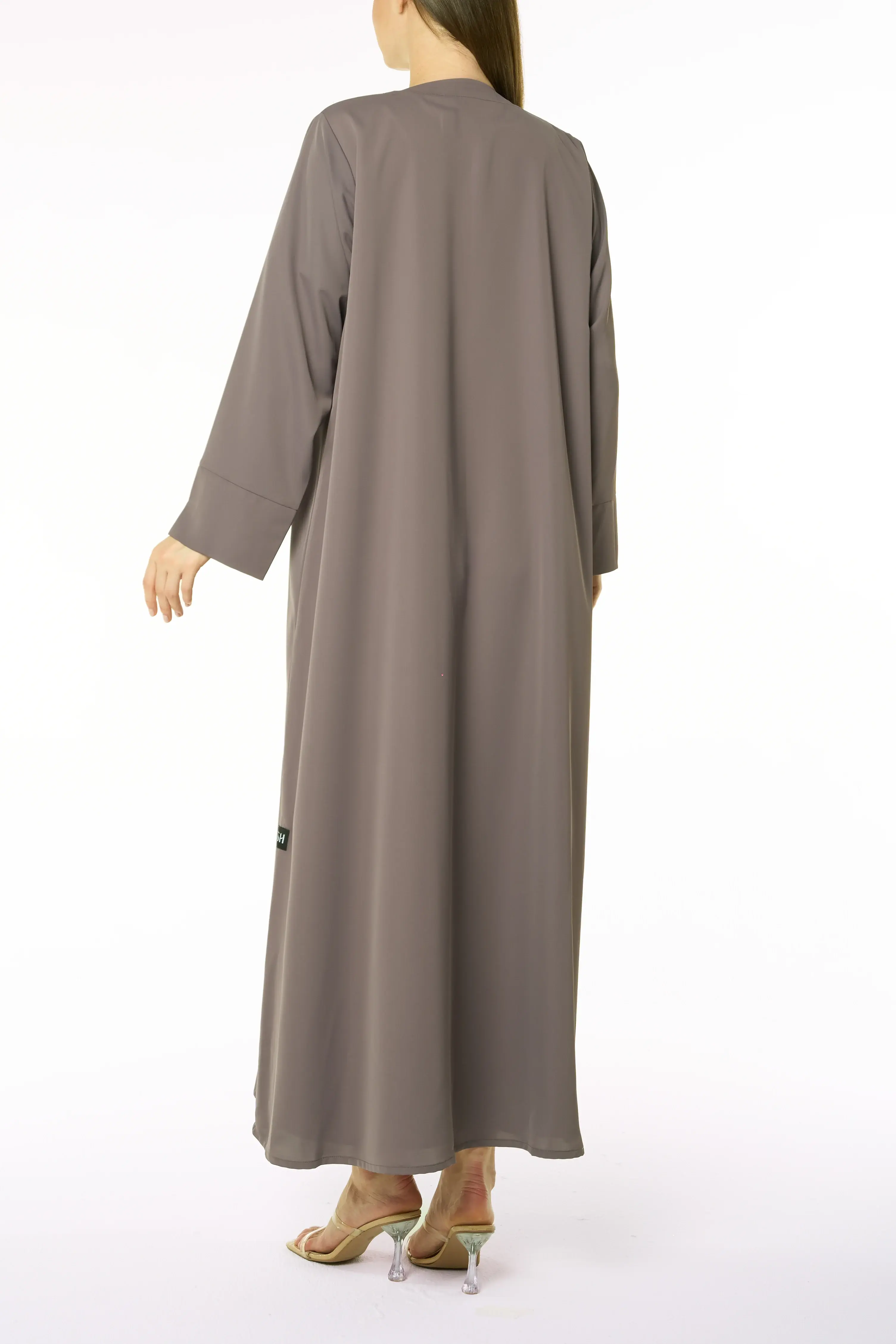 Brown Cool Crepe Abaya with Classic Collar Detail