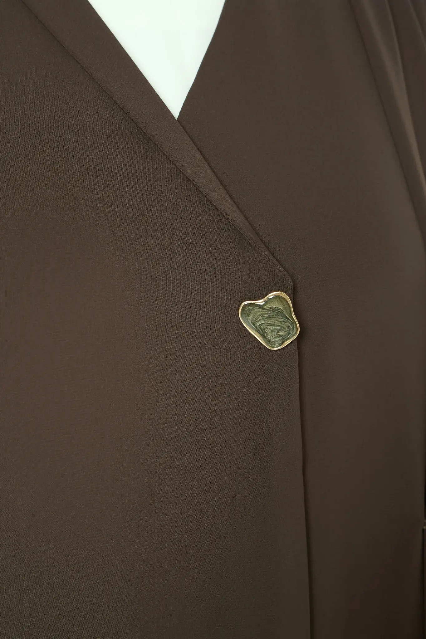 Brown Classic Nada Abaya with Pleat and Collar Detail