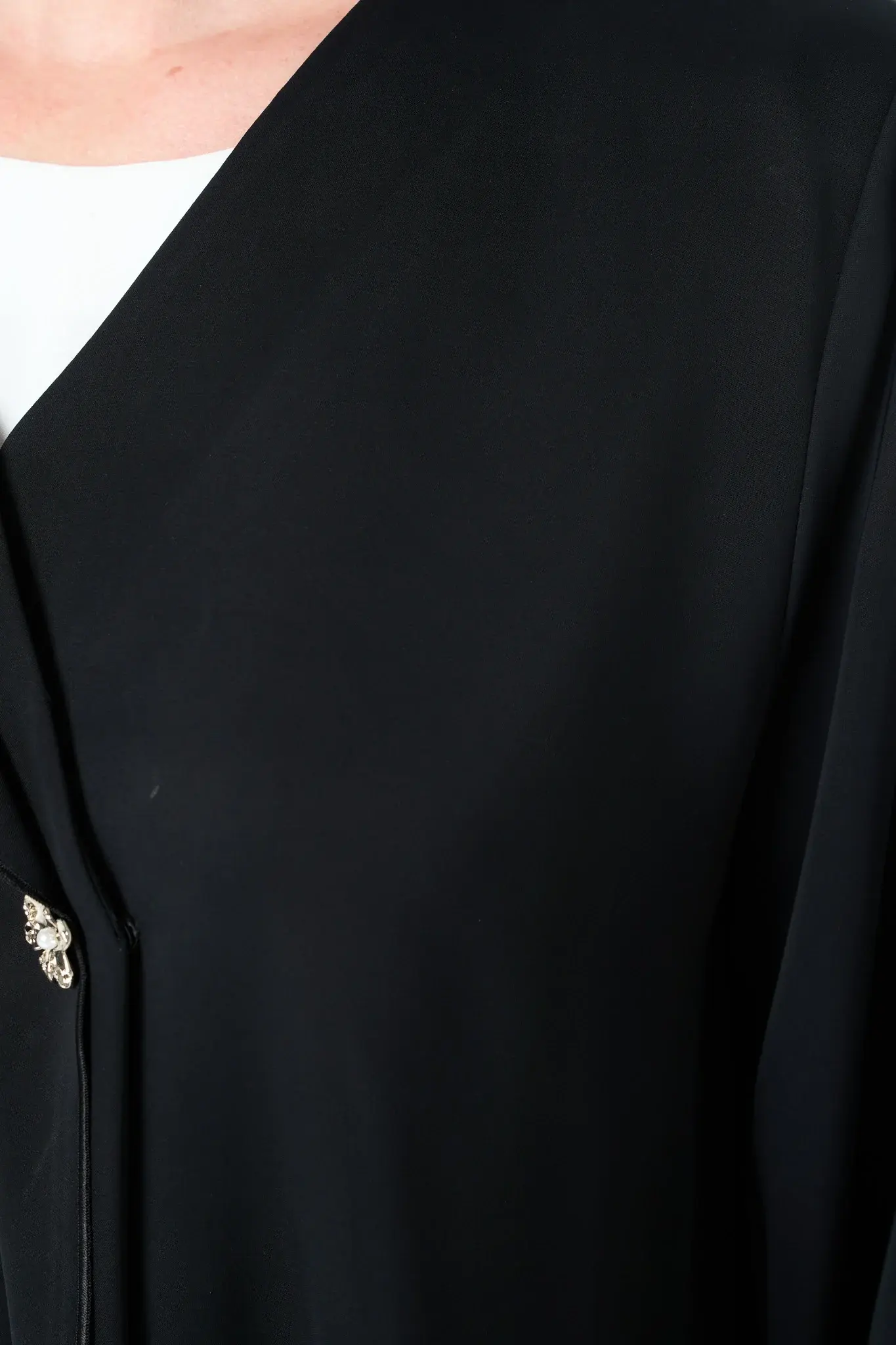 Jet Black Reem Nada Abaya with Klosh Silhouette and Clean Minimal Finish